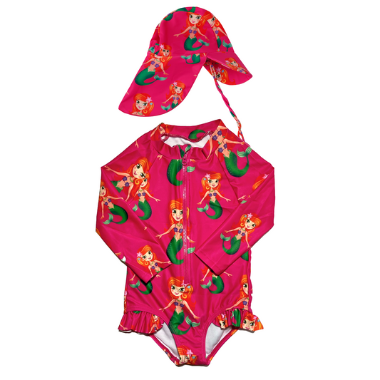Maddie the Mermaid girls swimsuit + hat