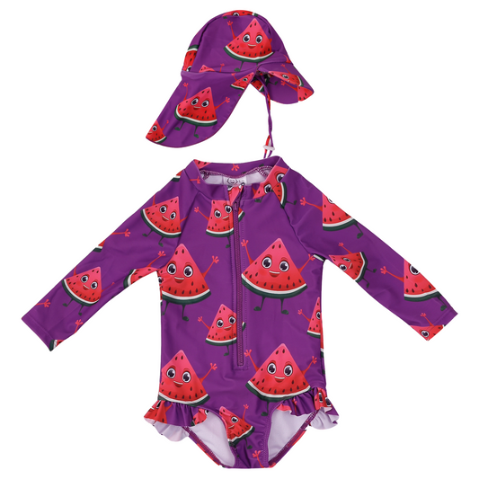 Willow the Watermelon girls swimsuit + hat